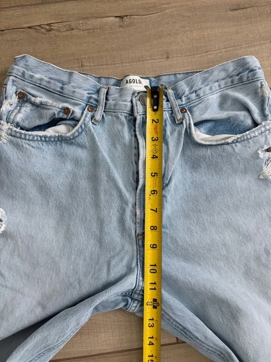 AGOLDE 90s High Rise Cropped Straight Jeans Nerve Light Wash Denim Raw Hem 28 - Picture 10 of 12